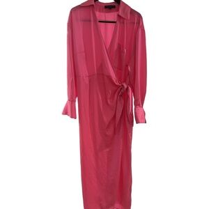 Eloquii Vibrant Pink Wrap Around Dress